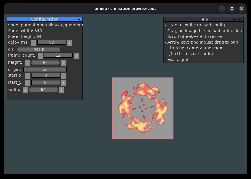 animu previewing a spritesheet animation